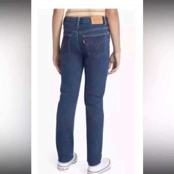 Levi's Girls' High-Rise Straight Jeans - Dark Wash 16 - Picture 5 of 7